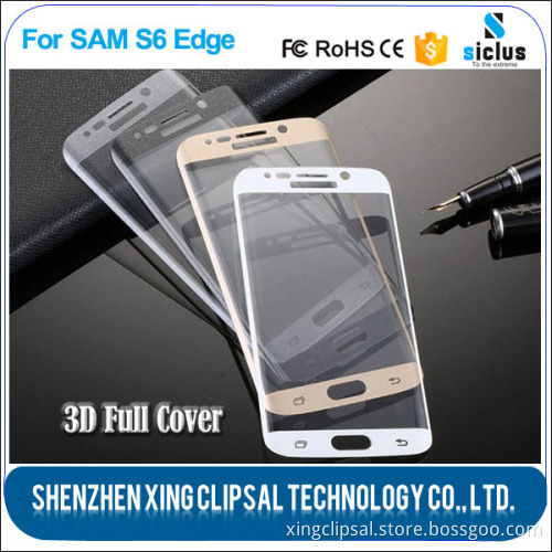 0.33mm 3D Curved Edge tempered glass screen protector for samsung galaxy s6 edge